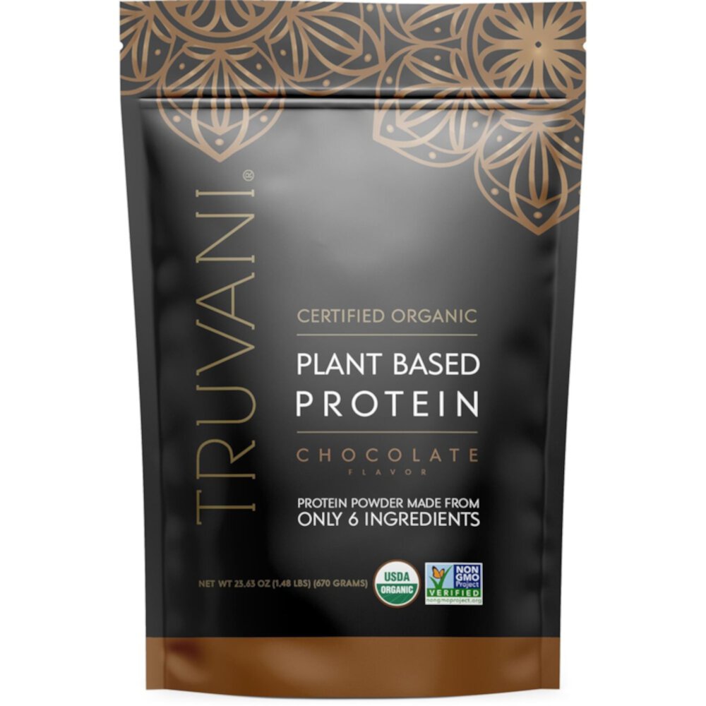 Organic Plant Based Protein Powder (Порошок) Chocolate -- 20 Servings (Порции) Truvani