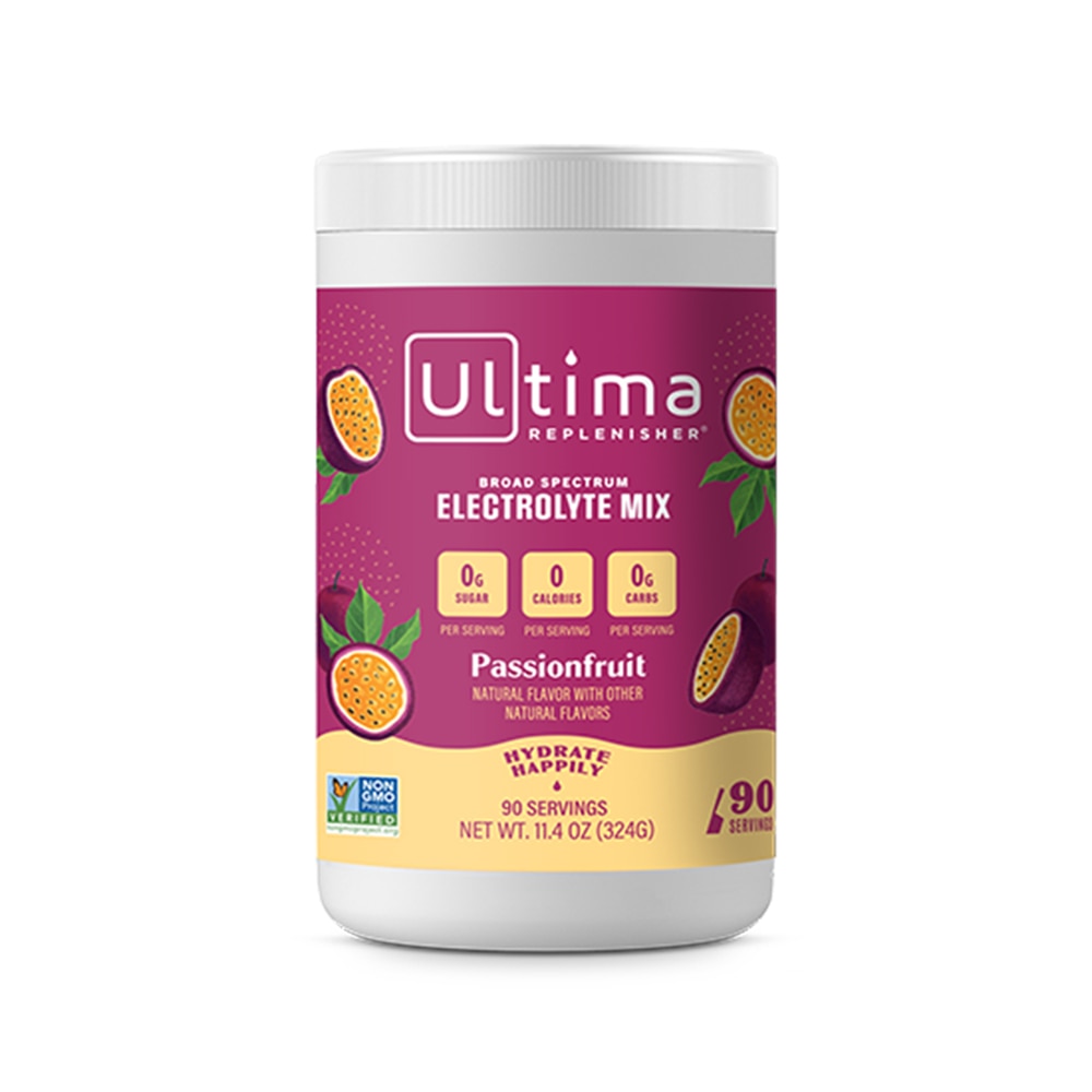 Ultima Replenisher - Канистра с гидратирующим электролитом, смесь для напитков, маракуйя, 90 порций Ultima