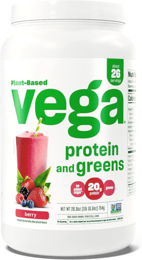 Protein & Greens Protein Powder (Порошок) Berry -- 26 Servings (Порции) Vega