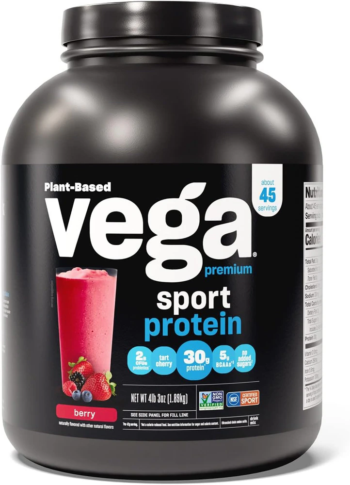 Спортивный протеиновый порошок — сертифицирован NSF для спорта — ягоды — 45 порций Vega