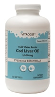 Cold Water Arctic Cod Liver Oil -- 1100 mg - 250 Softgels (Мягкие капсулы) Vitacost