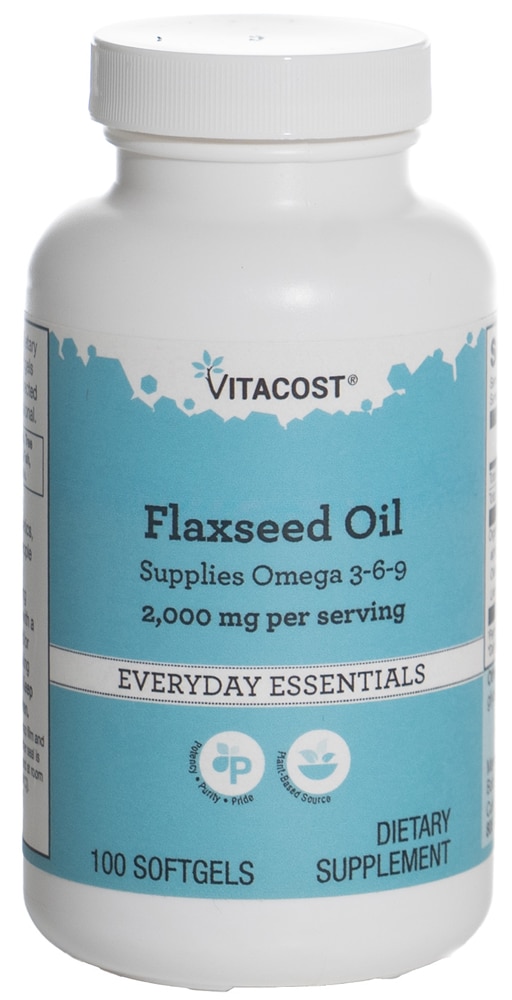 Flaxseed Oil -- 2000 mg per serving - 100 Softgels (Мягкие капсулы) Vitacost