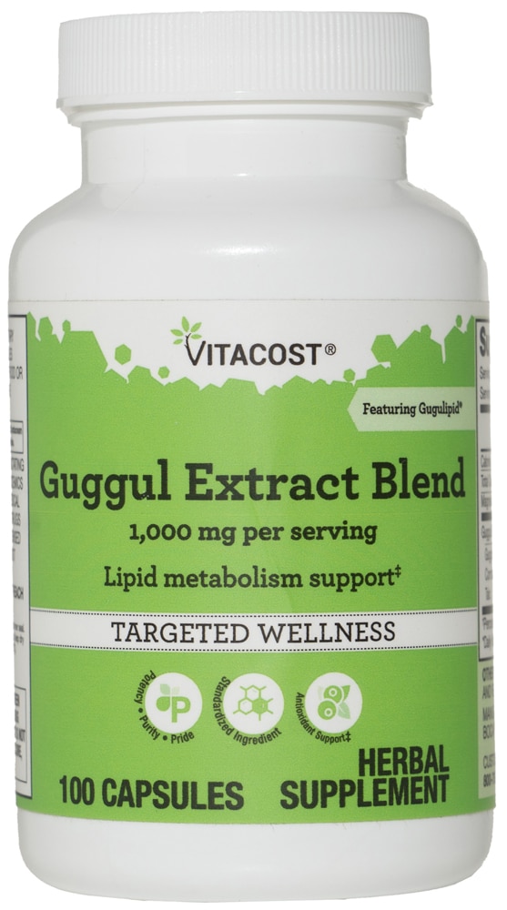 Смесь экстрактов гуггула с содержанием Gugulipid® — 1000 мг на порцию — 100 капсул Vitacost
