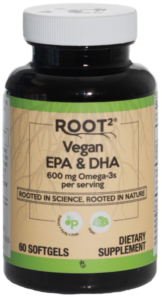 ROOT2 Vegan EPA и DHA — 600 мг омега-3 на порцию — 60 мягких таблеток Vitacost