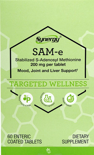 SAM-e -- 200 mg - 60 Enteric Coated Tabs (Таблетки с кишечнорастворимым покрытием) Vitacost-Synergy