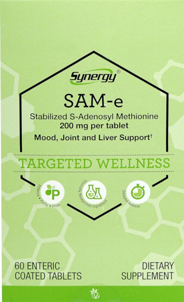 SAM-e -- 200 mg - 60 Enteric Coated Tabs (Таблетки с кишечнорастворимым покрытием) Vitacost-Synergy