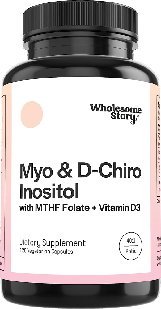 Myo & D-Chiro Инозитол с MTHF Фолатом + Витамин D3 — 120 Вегетарианских Капсул — Wholesome Story Wholesome Story