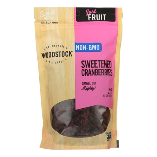 Non-GMO All Natural Kosher Sweetened Cranberries -- 8.5 oz Woodstock