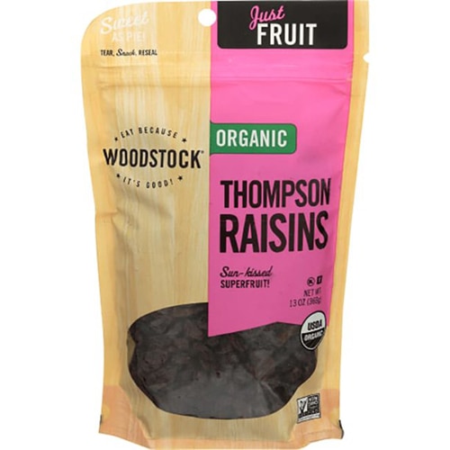 Non-GMO Organic Kosher Thompson Raisins -- 13 oz Woodstock