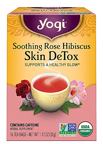 Non-GMO Organic Herbal Tea Skin DeTox Rose Hibiscus -- 16 Tea Bags Yogi