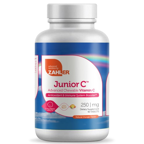 Жевательные таблетки Junior C, натуральный апельсин, 250 мг, 90 таблеток Zahler