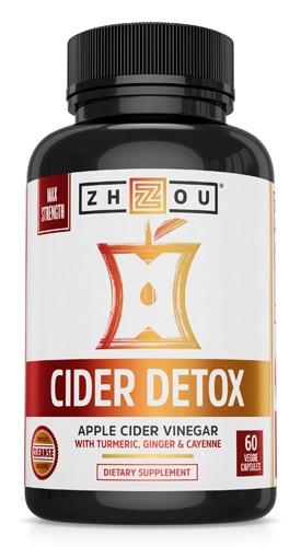 Cider Detox - 60 вегетарианских капсул для очищения, с куркумой и имбирем Zhou