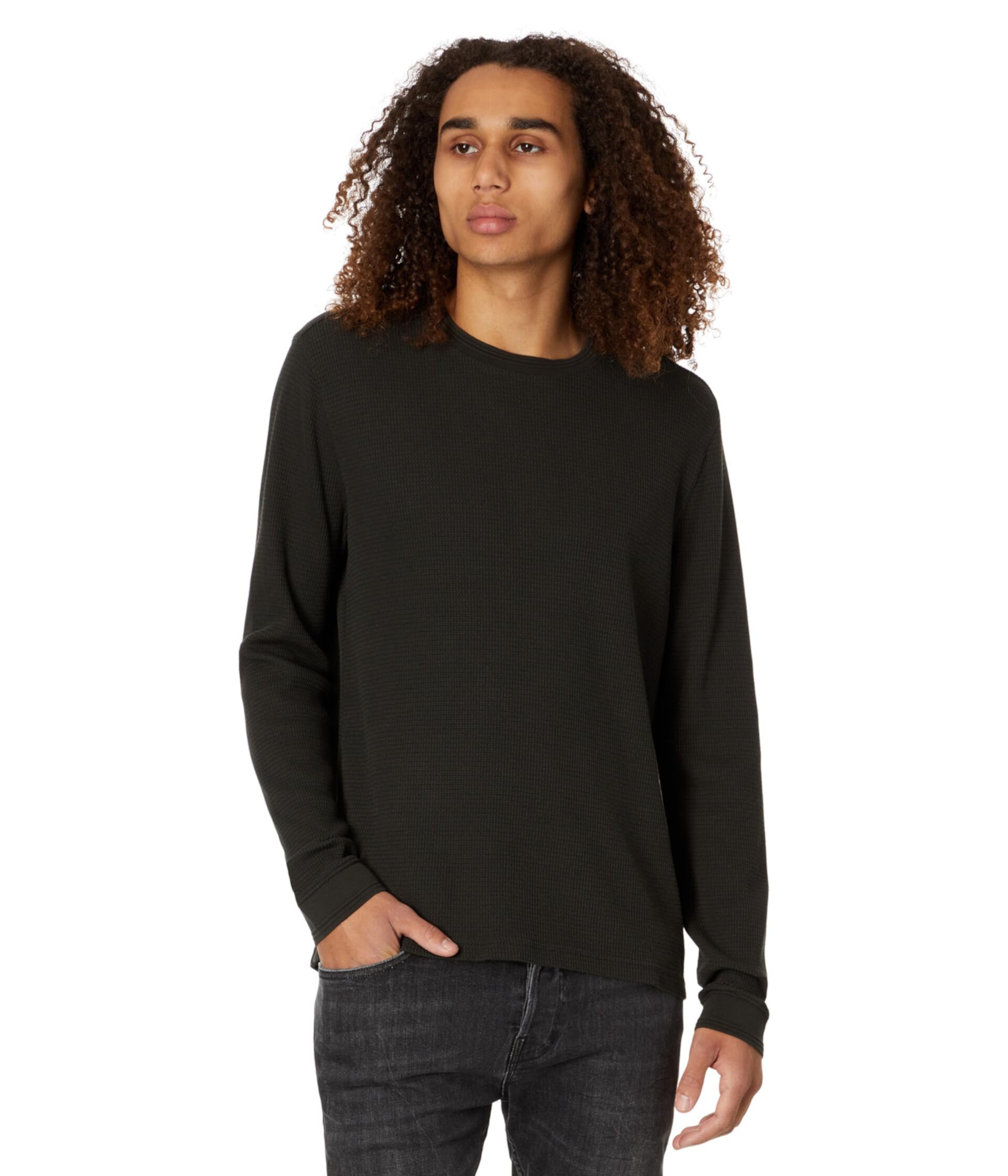 Мужской Свитер John Varvatos Dante Long Sleeve Waffle Crew John Varvatos