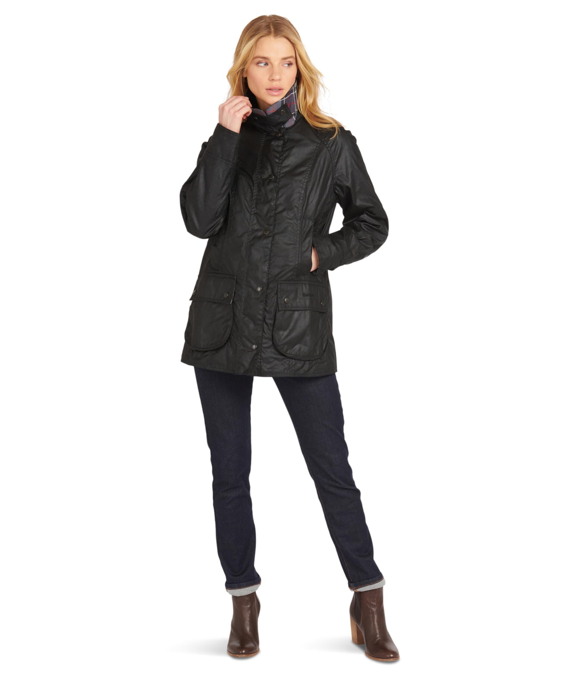 Ветровка Barbour Beadnell из вощеного хлопка с классическим воротником и карманами Barbour