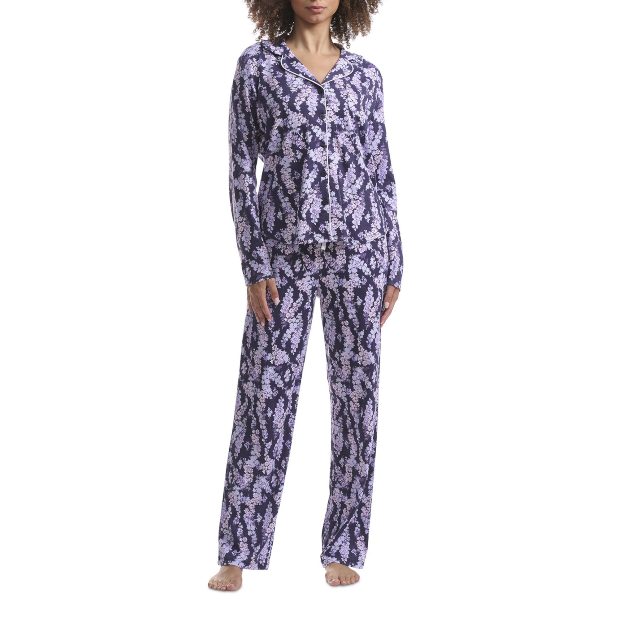 Пижамный комплект с воротником-стойкой и цветочным принтом Girlfriend Karen Neuburger