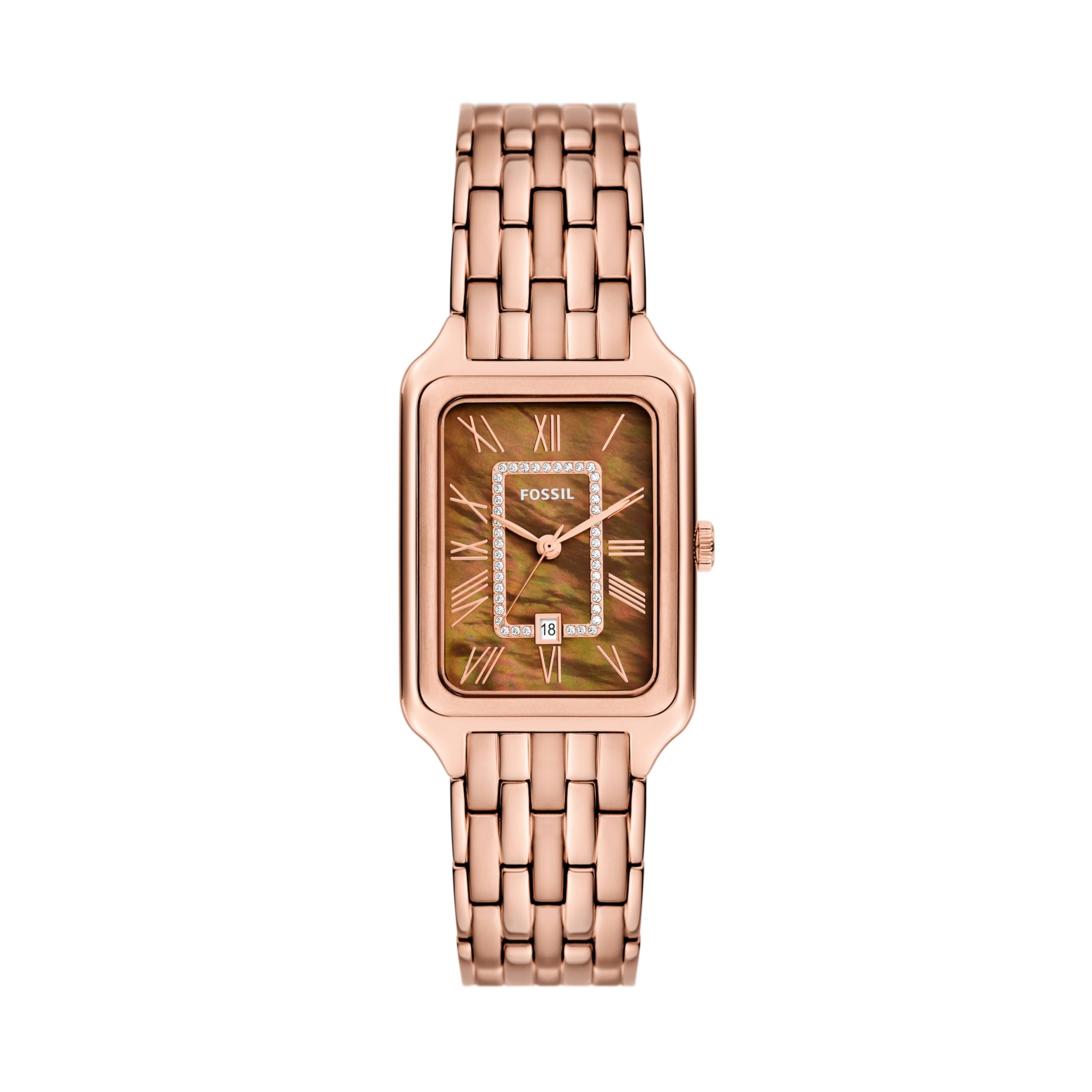 Часы Raquel из нержавеющей стали с тремя стрелками и датой цвета розового золота — ES5323 Fossil
