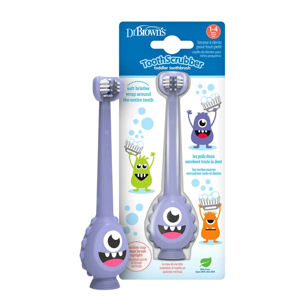 Зубная щетка ToothScrubber для малышей Purple Monster (1–4 года), не содержит BPA — 1 зубная щетка Dr. Brown's