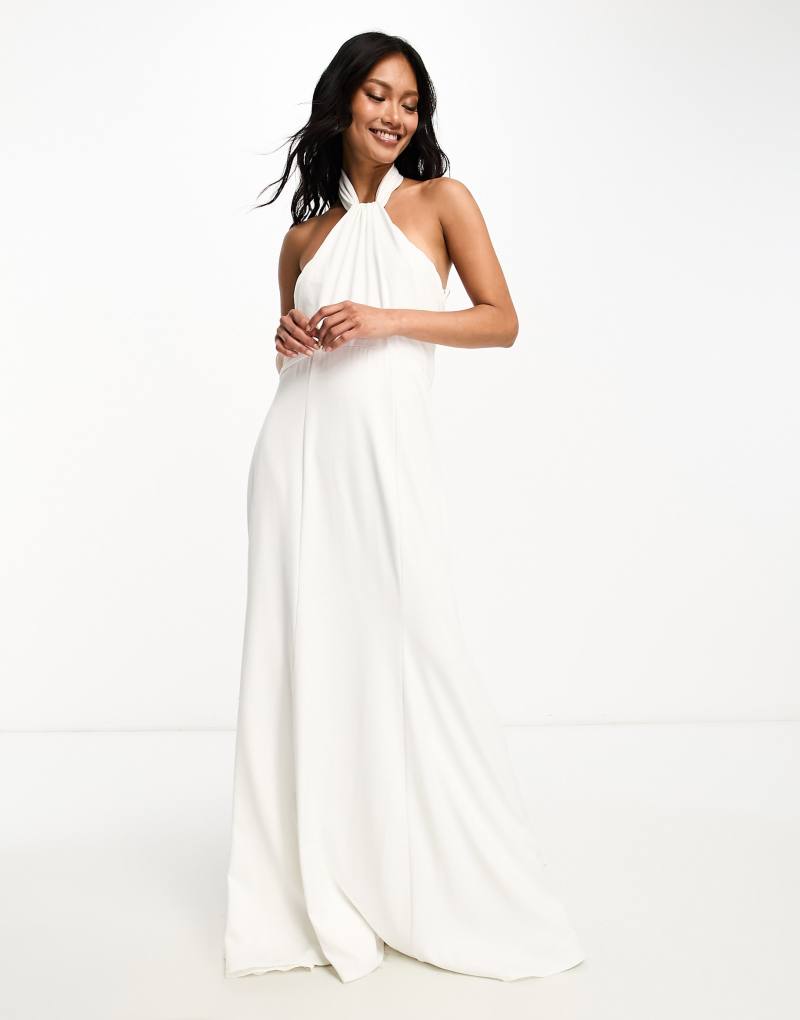 Женское Платье Little Mistress Halterneck Satin Maxi в цвете айвори LITTLE MISTRESS