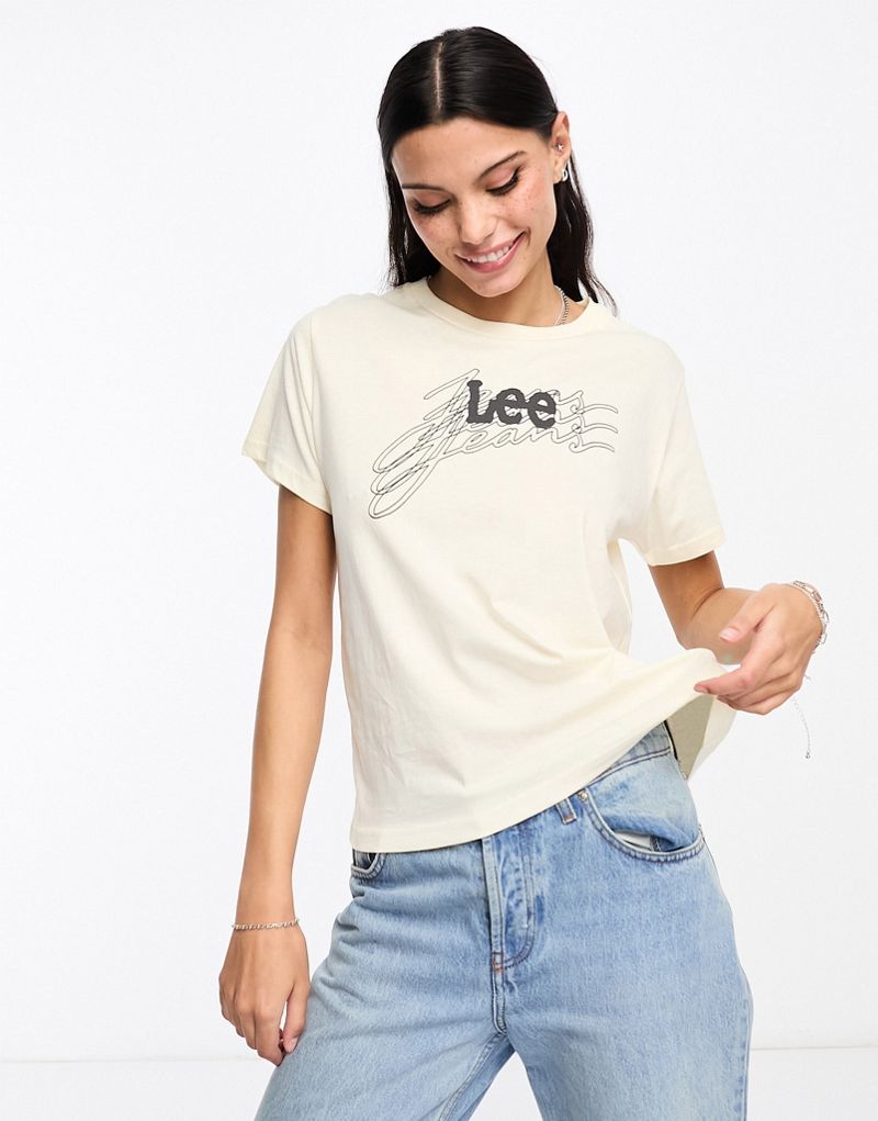 Бежевая футболка с логотипом Lee LEE
