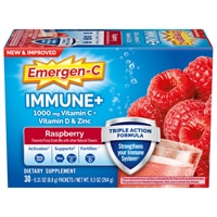 Immune+ Triple Action Immune Support, Витамин C, Малина - 30 пакетиков - Emergen-C Emergen-C