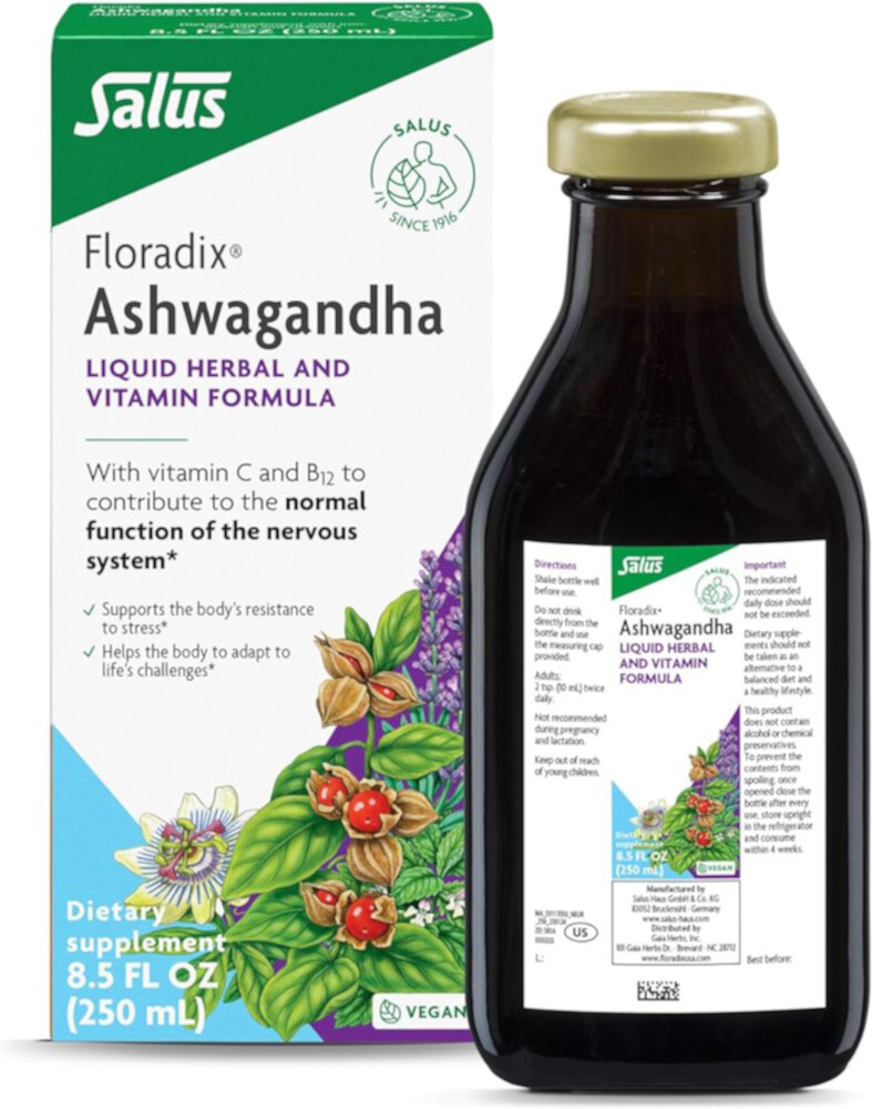 Жидкость Ашваганды — 8,5 жидких унций Floradix