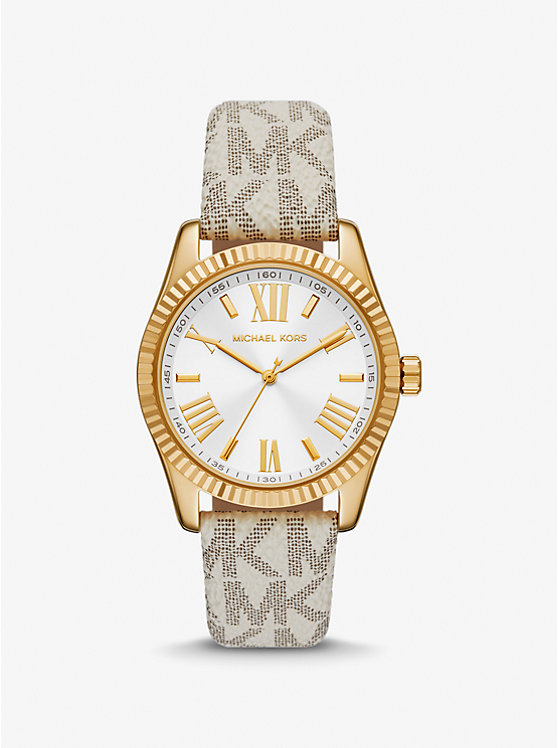 Золотистые часы Lexington с фирменным логотипом Michael Kors