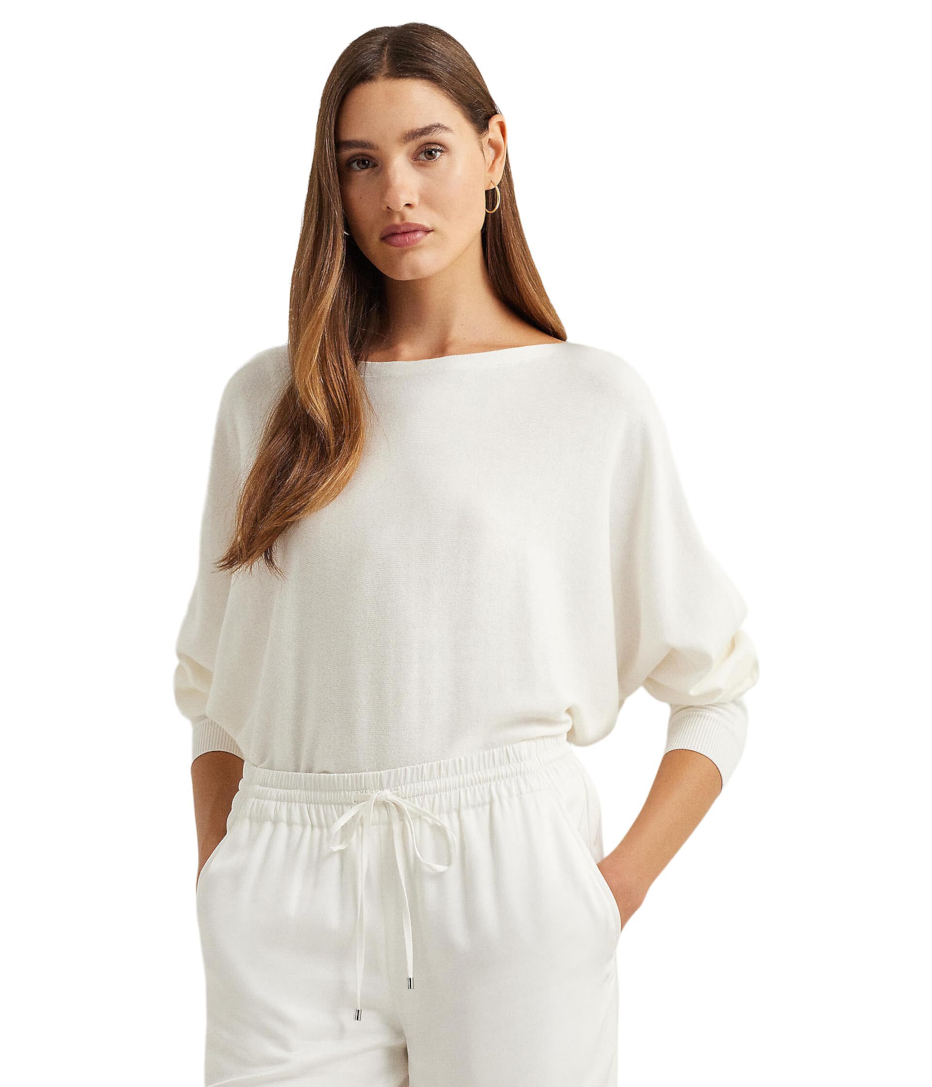 Petite Cotton-Blend Dolman-Sleeve Sweater LAUREN Ralph Lauren