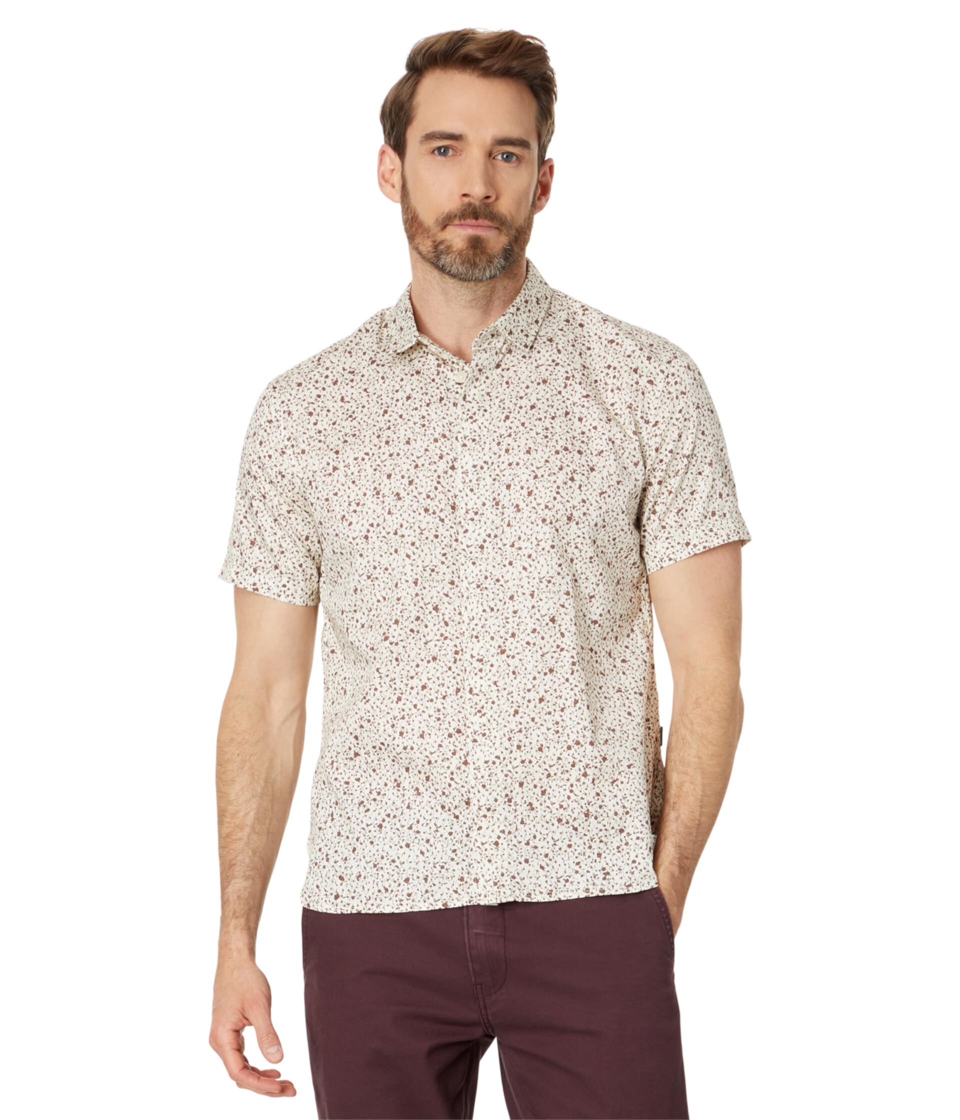 Мужская Повседневная рубашка John Varvatos Short Sleeve Loren Sport Shirt w/ Floral W690Z4 John Varvatos