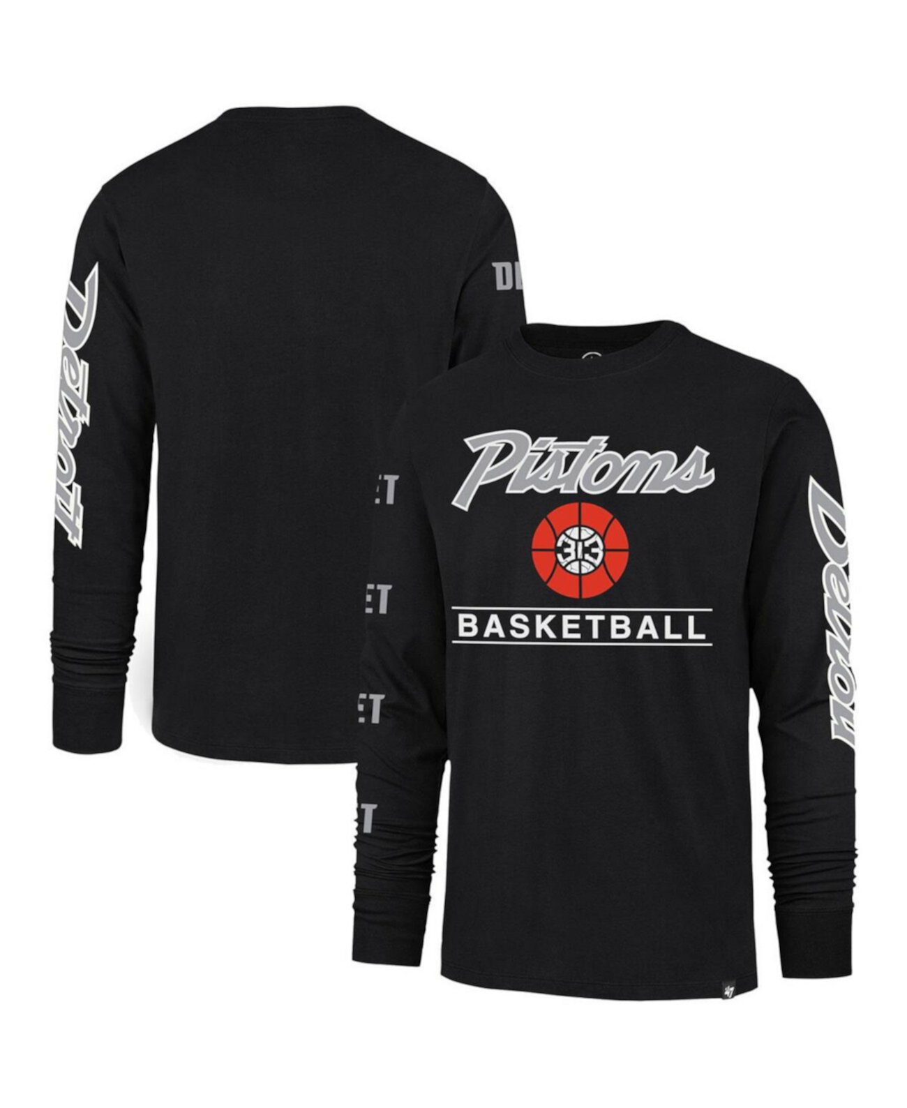 Мужская черная футболка с длинным рукавом Detroit Pistons City Edition Triplet Franklin 2023/24 '47 Brand