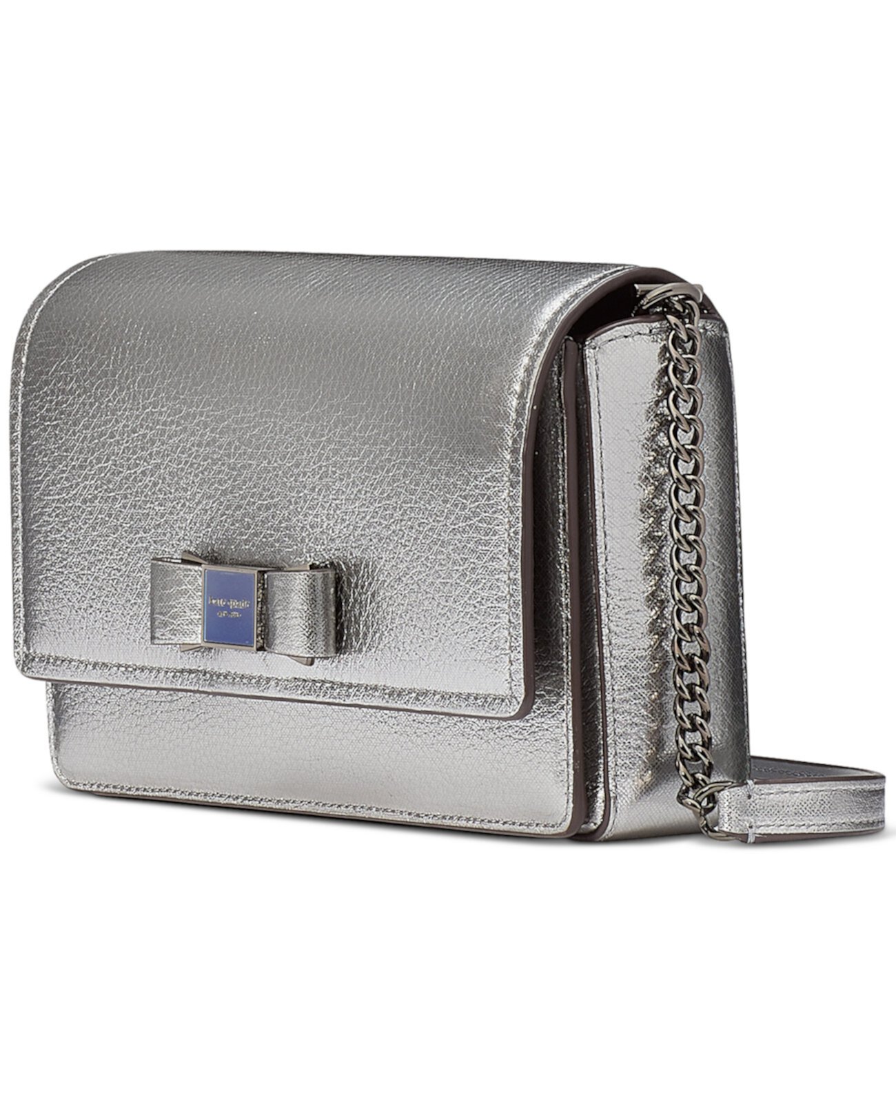 Кожаный кошелек Morgan Bow с отделкой и цепочкой с клапаном цвета металлик Kate Spade New York