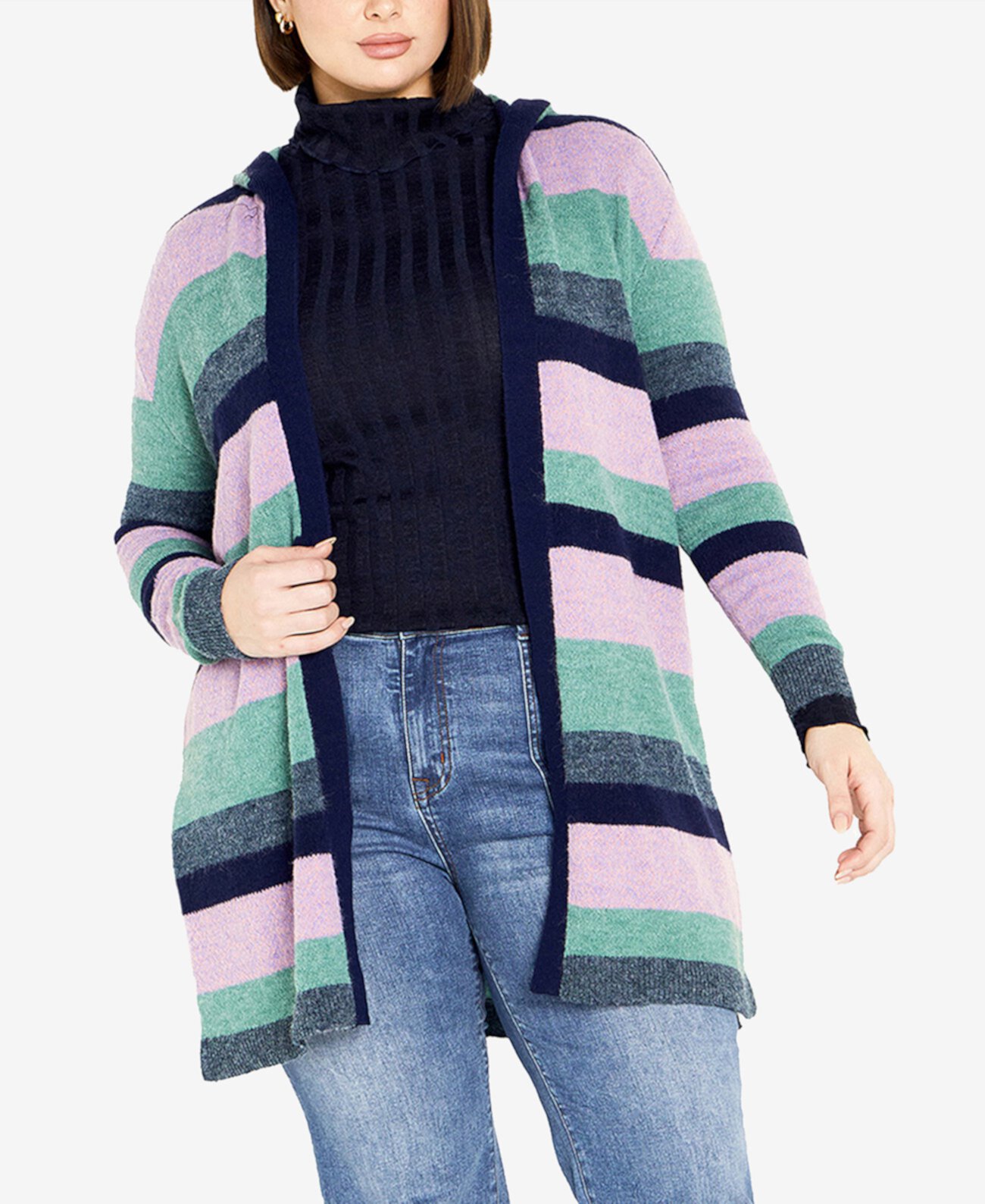 Plus Size Romy Hooded Cardigan Sweater AVENUE