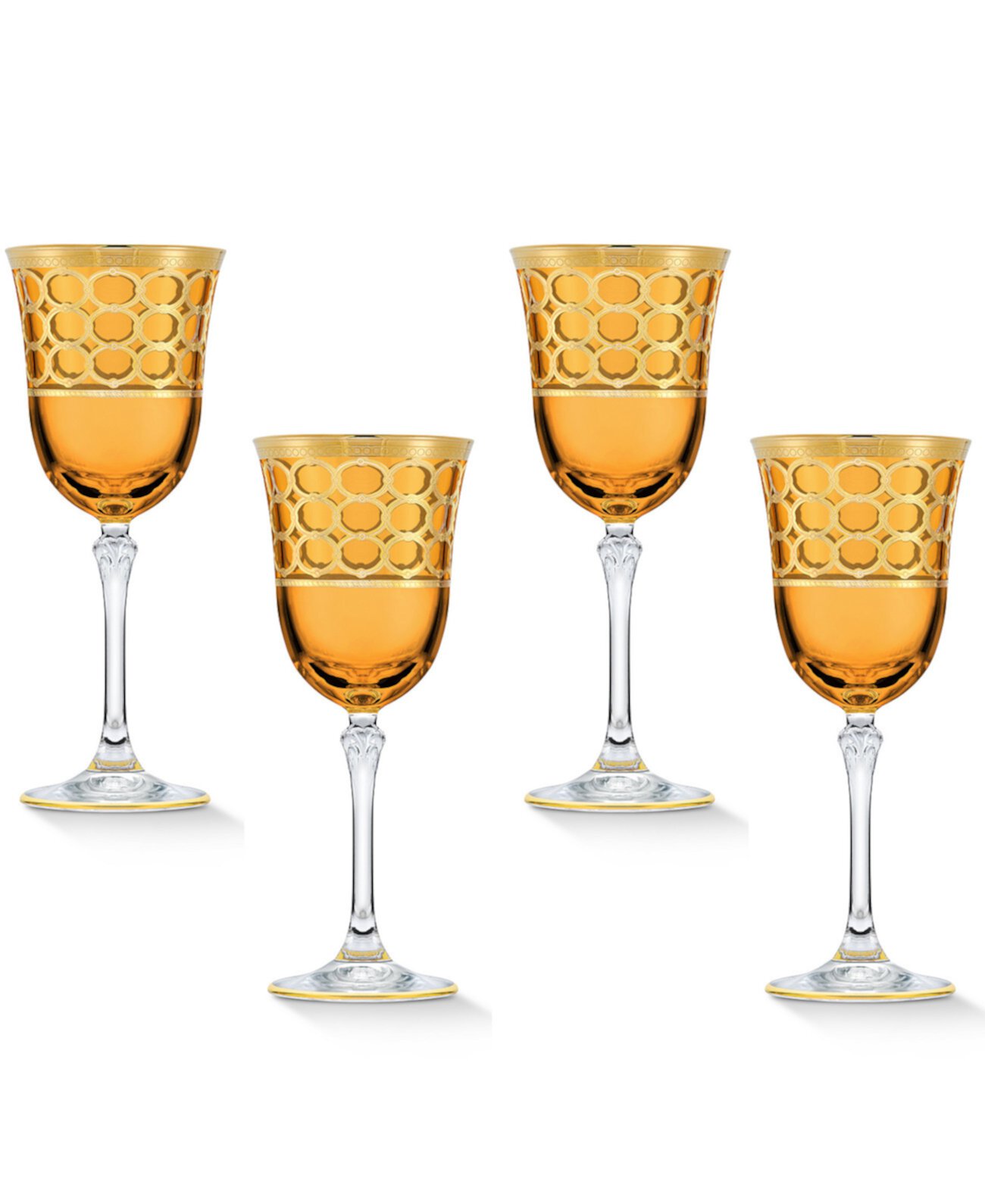 Бокал для белого вина янтарного цвета с золотистыми кольцами, набор из 4 шт. Lorpen