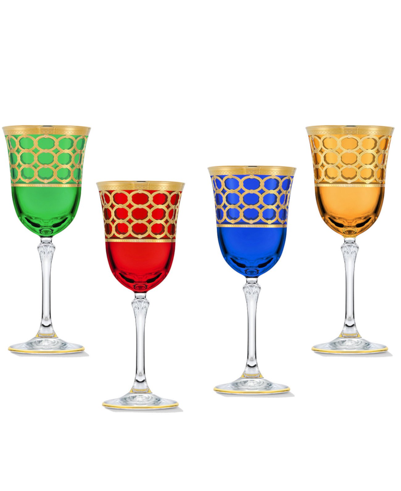 Разноцветный бокал для белого вина с золотистыми кольцами, набор из 4 шт. Lorpen