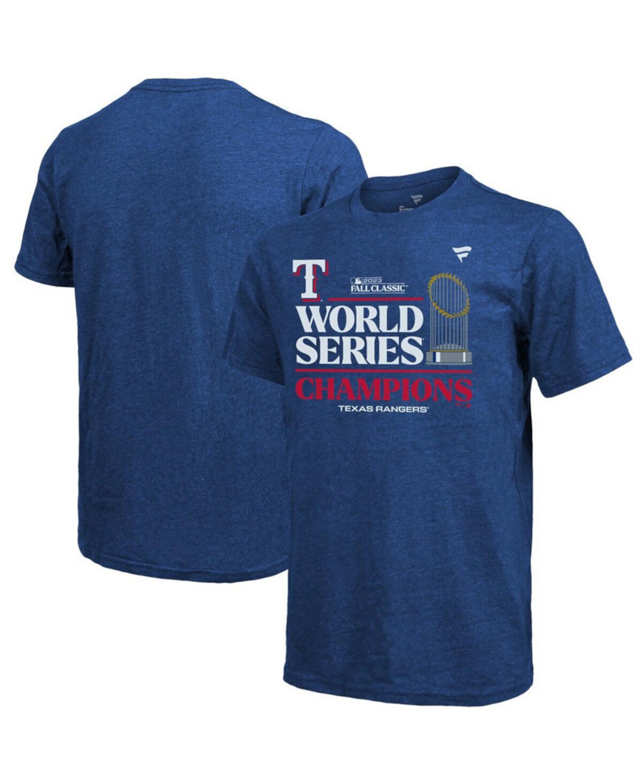 Мужская футболка Tri-Blend Royal Texas Rangers 2023 World Series Champions Locker Room Majestic