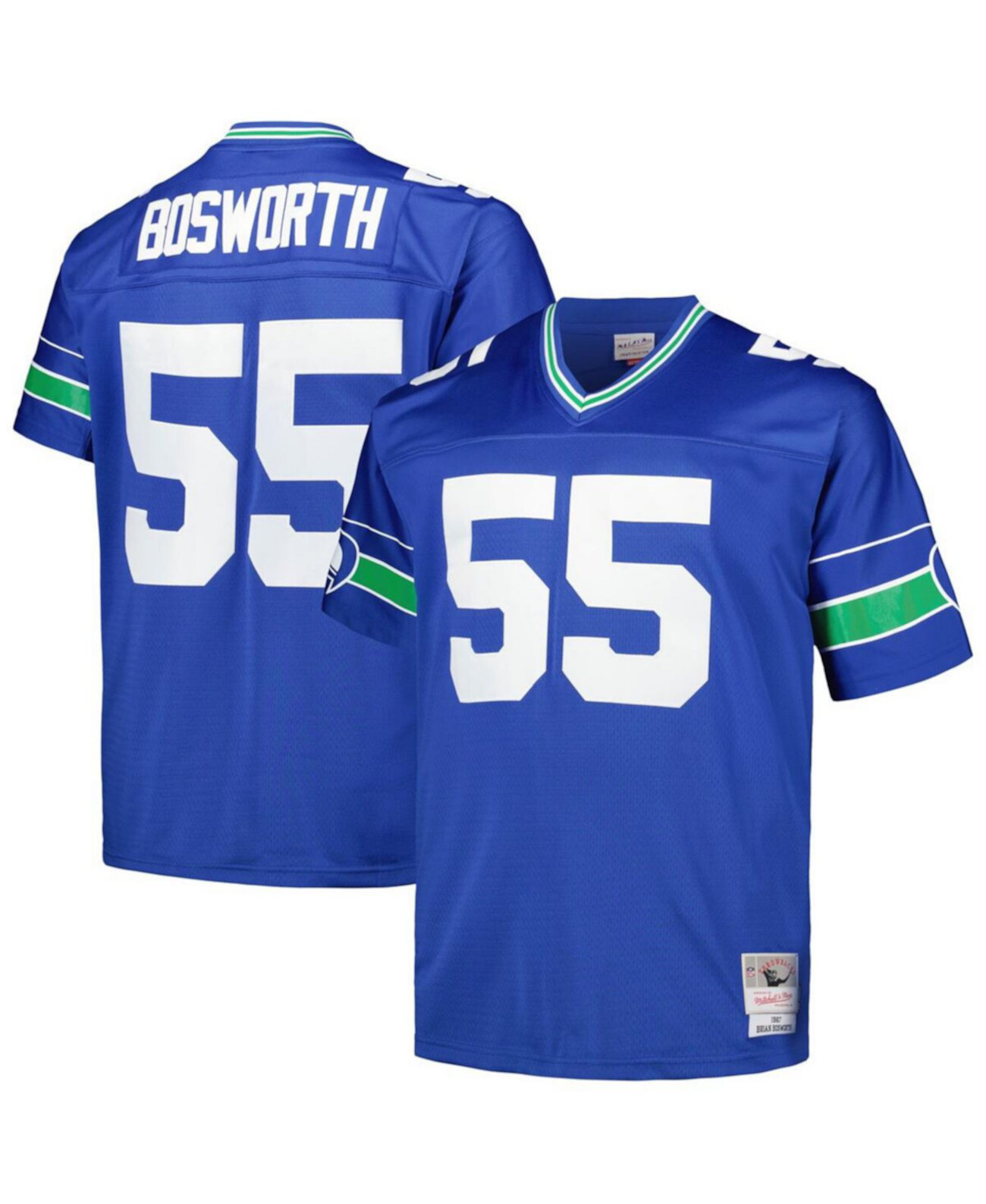 Мужская футболка большого размера Brian Bosworth Seattle Seahawks 1987 Legacy, реплика Mitchell & Ness