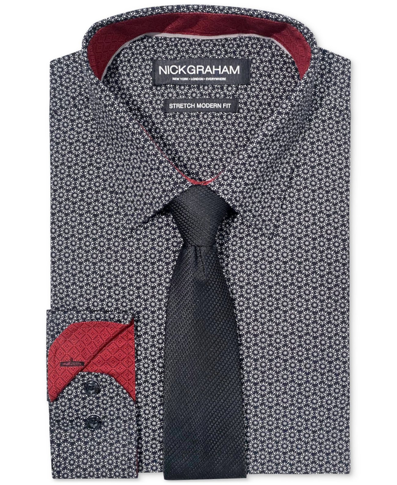 Мужской облегающий комплект из классической рубашки и галстука с узором в виде круга Nick Graham