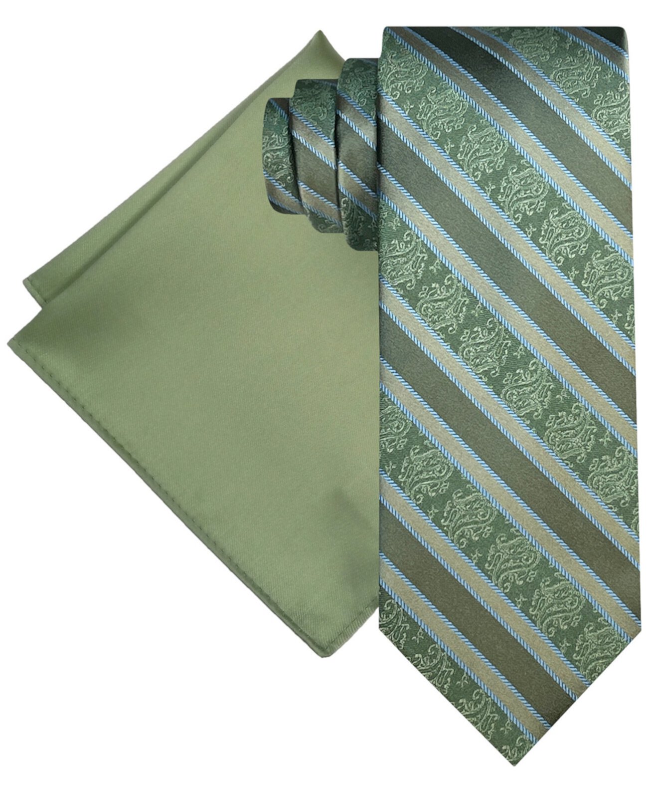 Мужской комплект из галстука в полоску с пейсли и однотонного нагрудного платка Steve Harvey