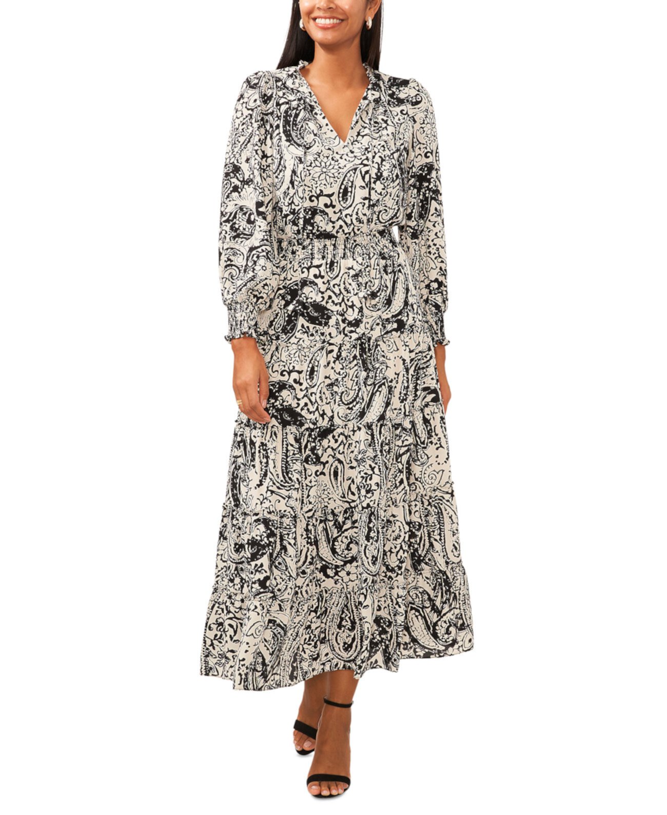 Женское многоуровневое платье макси с принтом пейсли MSK