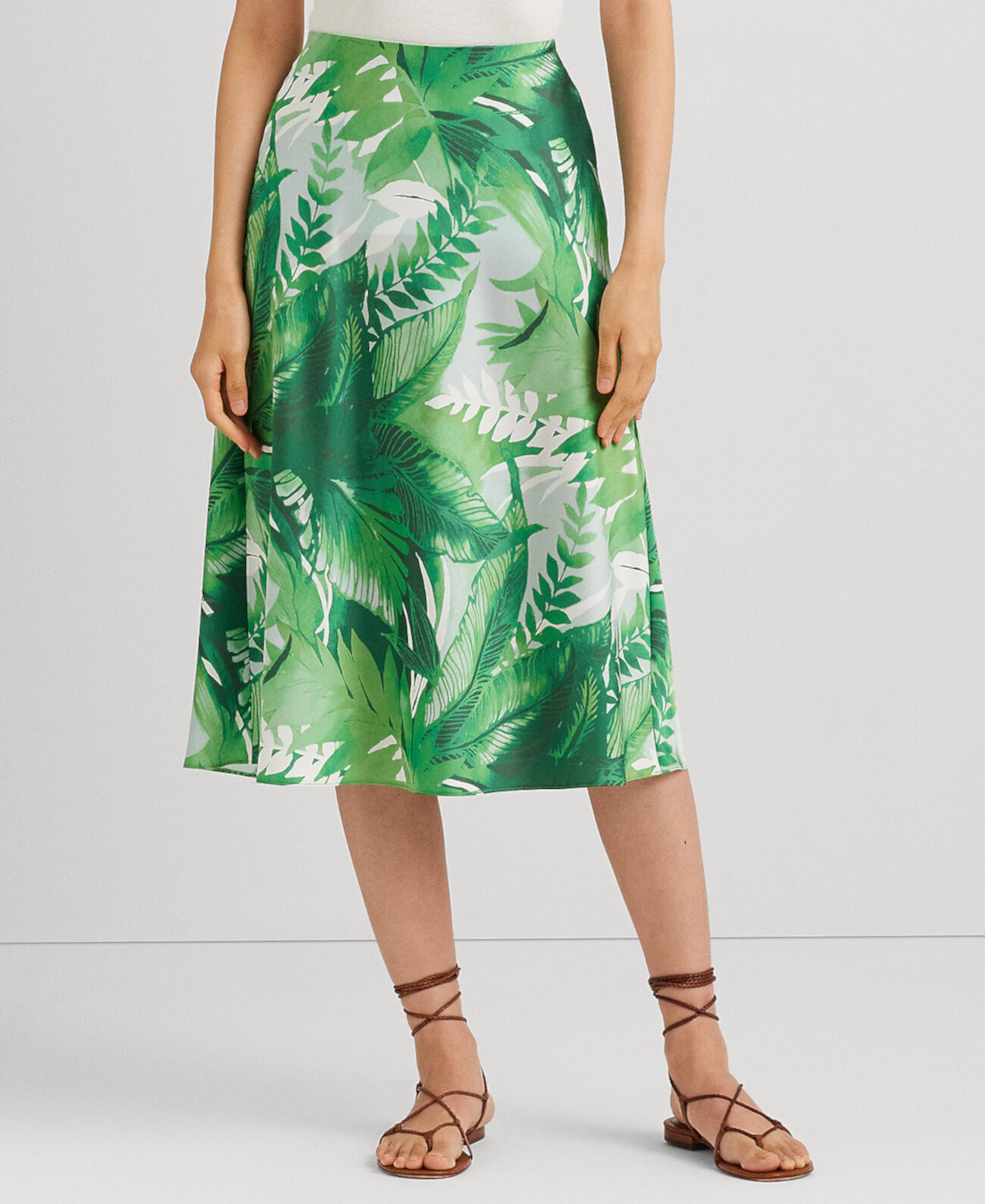 Женская юбка-миди Charmeuse с принтом Palm Frond LAUREN Ralph Lauren