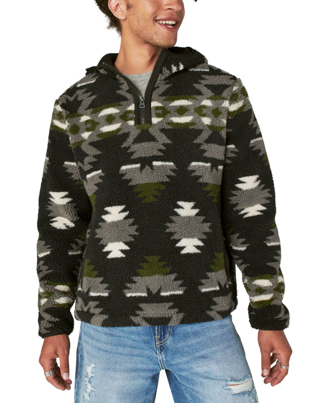 Мужская Толстовка Lucky Brand High Pile Fleece Half-Zip Camo Lucky Brand