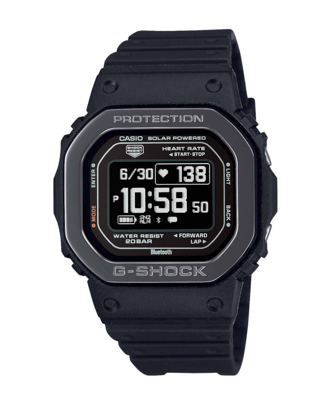 Мужские цифровые часы из черной смолы 44,5 мм, DWH5600MB-1 G-Shock