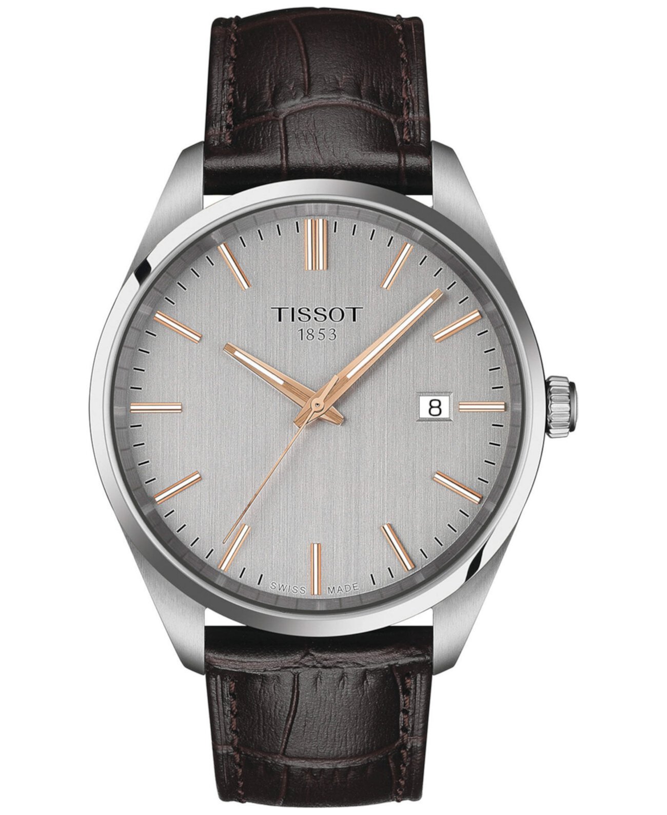 Мужские часы Swiss PR 100 с коричневым кожаным ремешком, 40 мм Tissot
