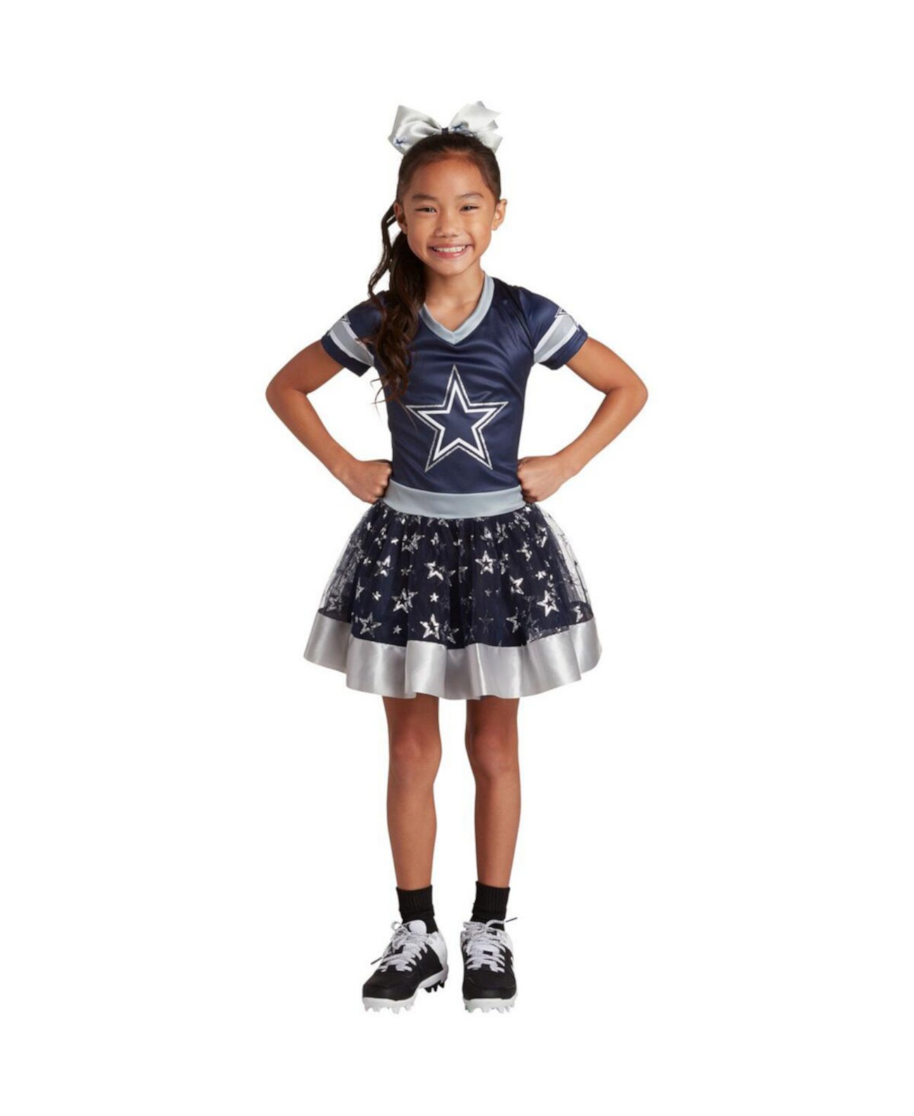 Детский карнавальный костюм Jerry Leigh для девочек Navy Dallas Cowboys Tutu Tailgate Game Day V-образный вырез Jerry Leigh