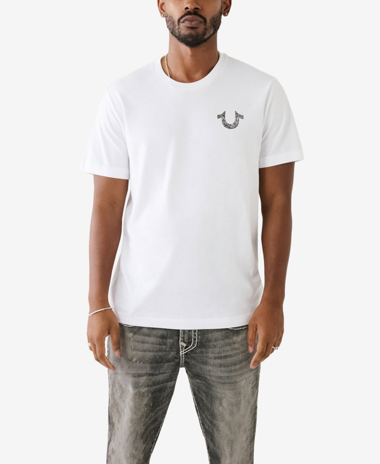 Мужская футболка с коротким рукавом из фольги с печатью True Religion