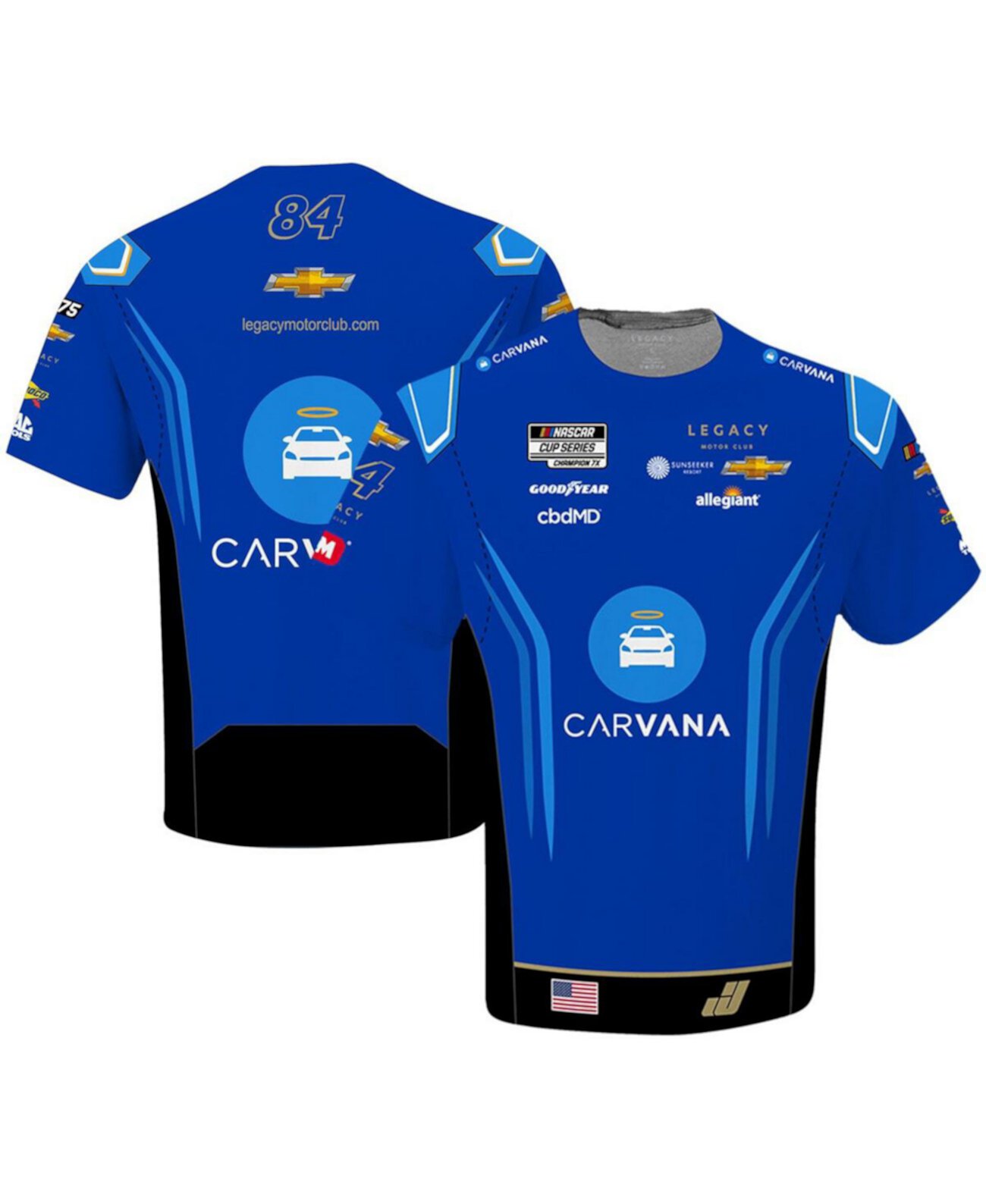 Мужская синяя футболка Jimmie Johnson Carvana сублимированная форменная Legacy Motor Club Team Collection