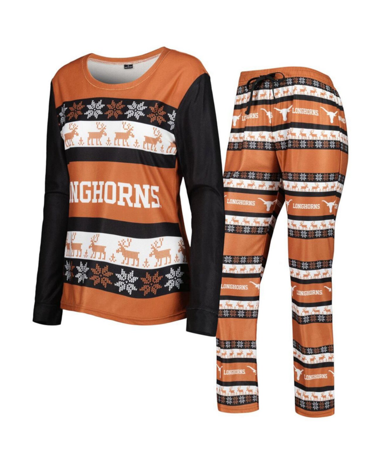 Женский комплект для сна: оранжевая футболка Texas Longhorns Ugly с длинными рукавами и пижамные штаны FOCO