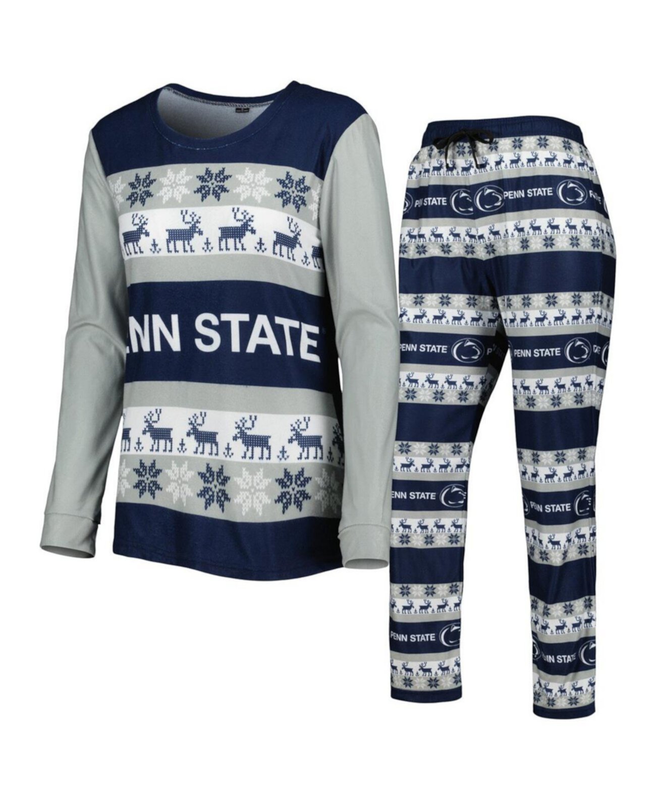 Женский темно-синий комплект для сна с футболкой с длинными рукавами и пижамными штанами Nittany Lions Ugly Penn State Nittany Lions FOCO