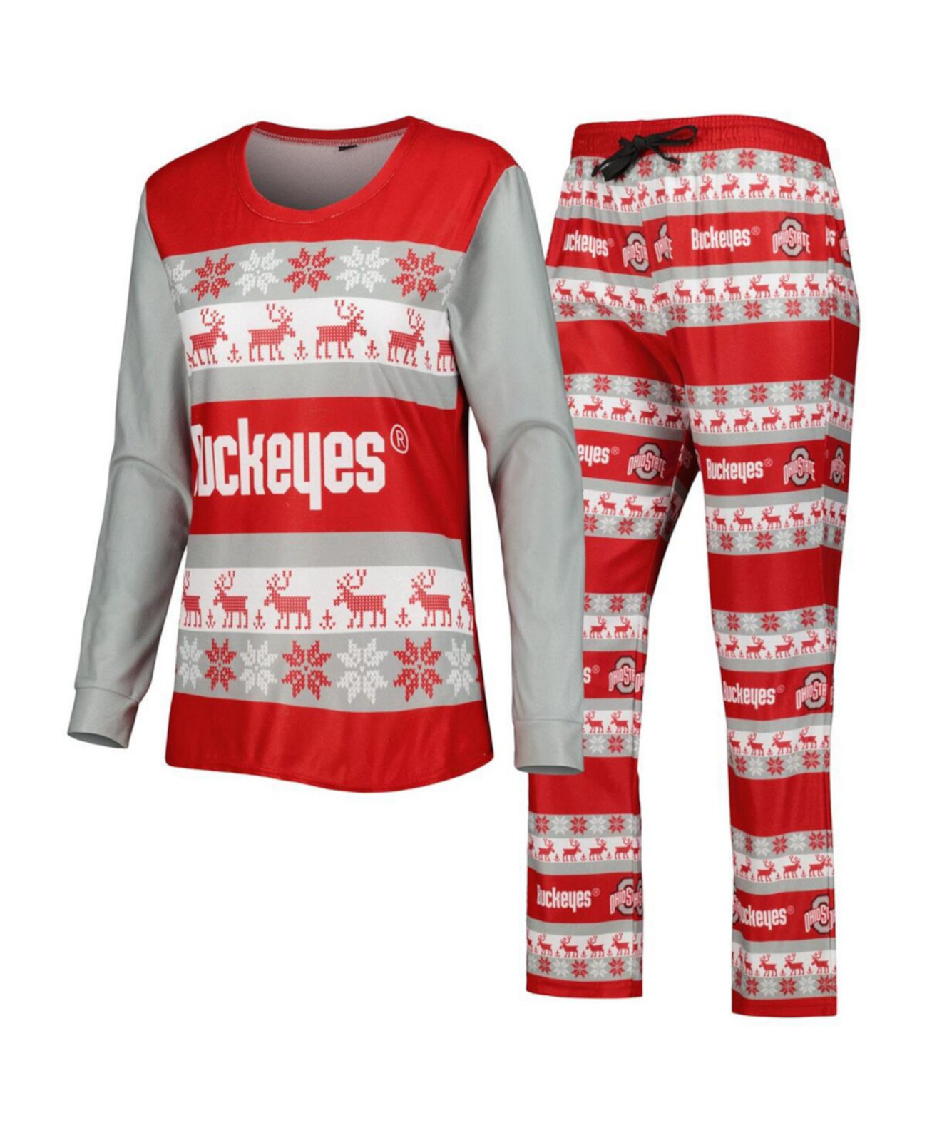 Женский комплект для сна Scarlet Ohio State Buckeyes Ugly с длинными рукавами и пижамными штанами FOCO