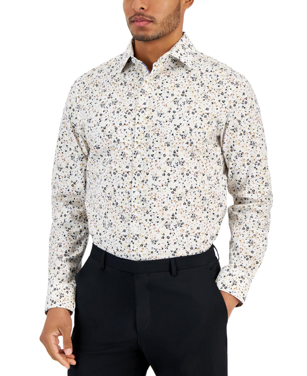 Мужская классическая рубашка узкого кроя с цветочным принтом, созданная для Macy's Bar III