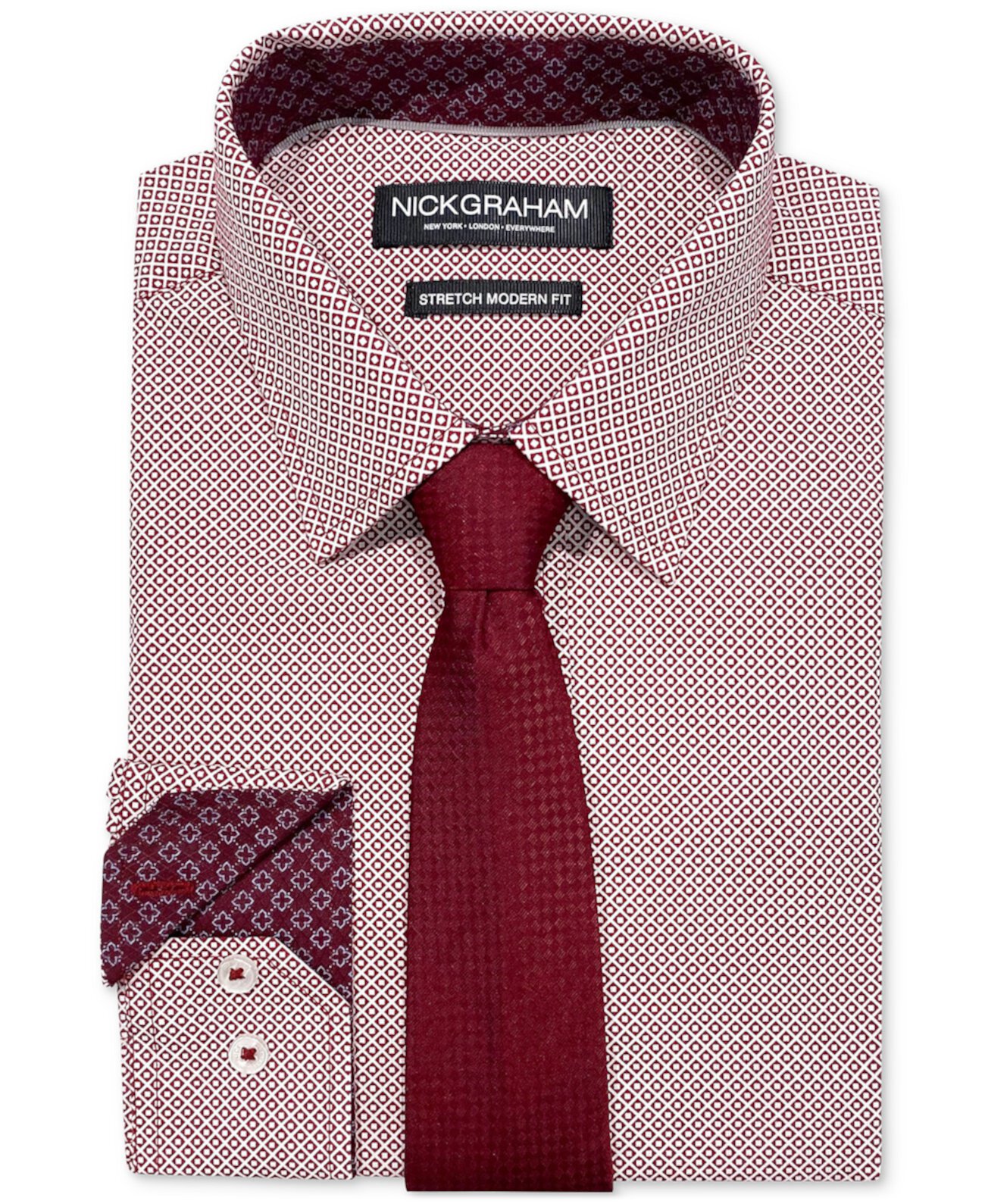 Мужской облегающий комплект из классической рубашки и галстука Crossroads Squares Nick Graham